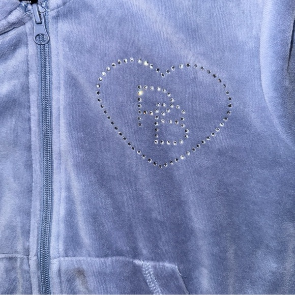 Playboy for Pacsun Y2K Baby Blue Zip-Up Hoodie with Heart Accent - Picture 4 of 10